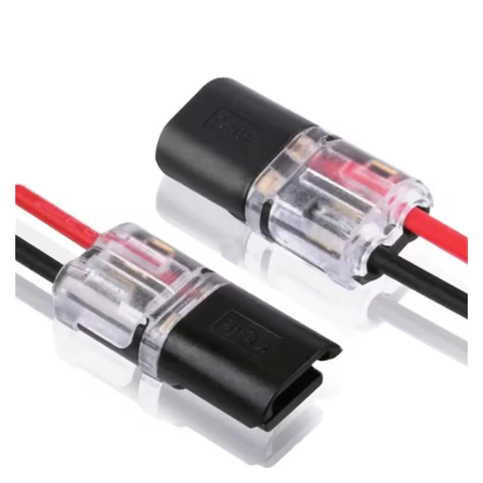 Lot de 100 connecteurs enfichables à double fil avec boucle de verrouillage, bloc de terminal rapide étanche à 2 voies pour câblage de voiture, pinces de câble 18-22 AWG pour automobile, moto, marine