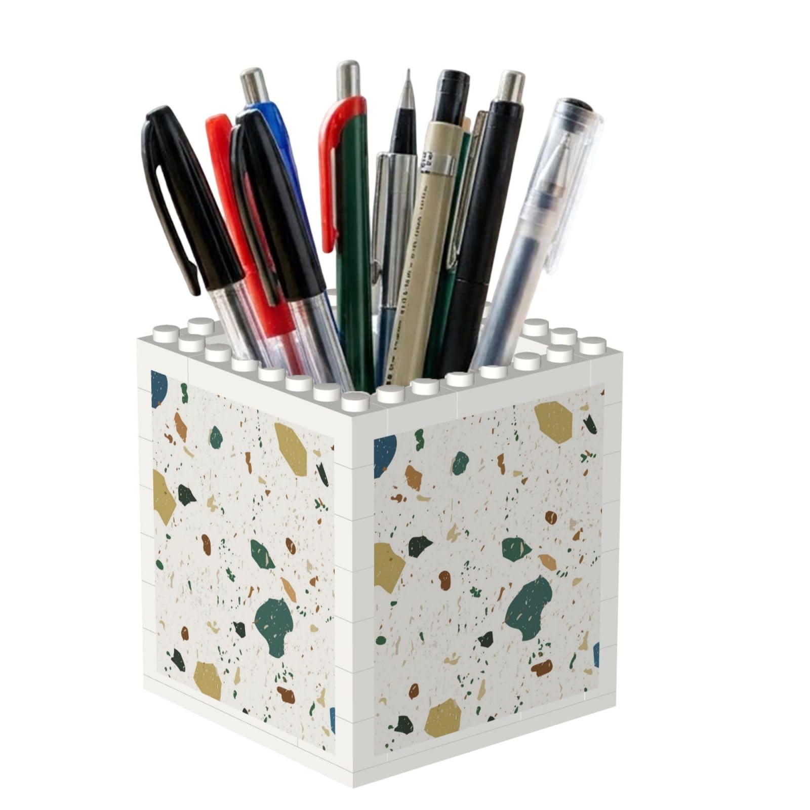 Poadnly Terrazzo Seamless Patterns Classic Italian Marble, Pen Pot Pencil Holder for Office Home School, Compact Desk Organiser for Office Stationery