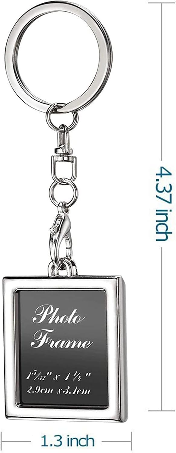 Photo Frame Key Chain Set - 4 Pieces Rectangle Photo Frame Key Chain for Custom Personalized Insert Pictures - Stainless Steel Keychain Suitable for Women and Men