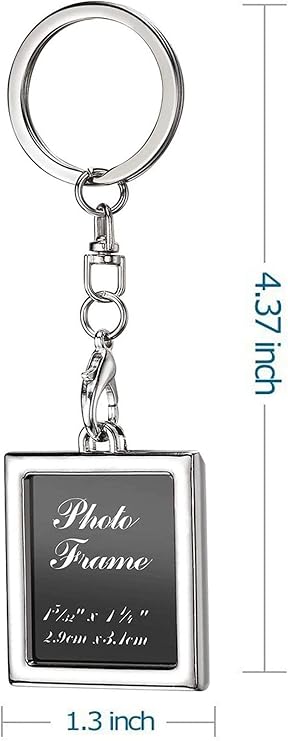 Photo Frame Key Chain Set - 4 Pieces Rectangle Photo Frame Key Chain for Custom Personalized Insert Pictures - Stainless Steel Keychain Suitable for Women and Men