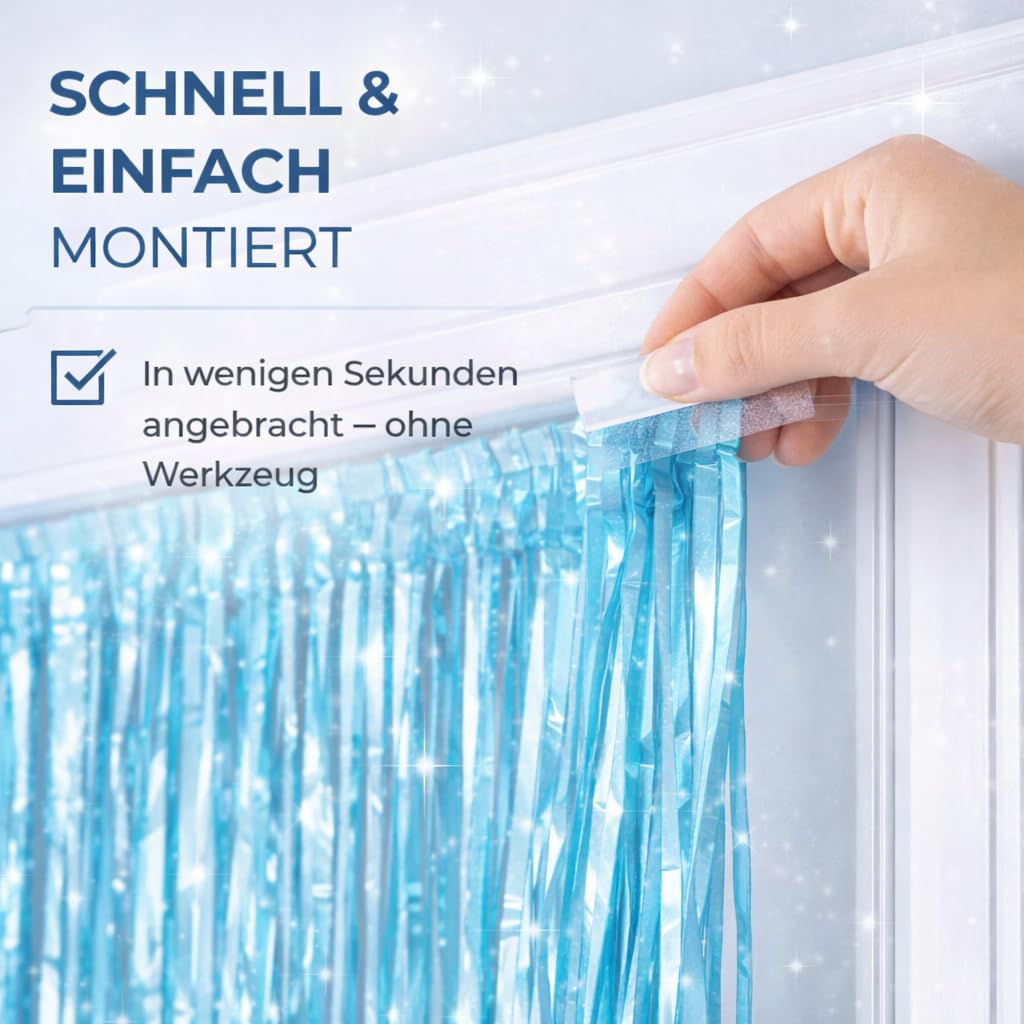 Tinsel - Tenda con brillantini, 200 x 100 cm, per telaio della porta, decorazione di Capodanno, 2026, per feste, matrimoni, decorazioni di compleanno per bambini e adulti (blu)