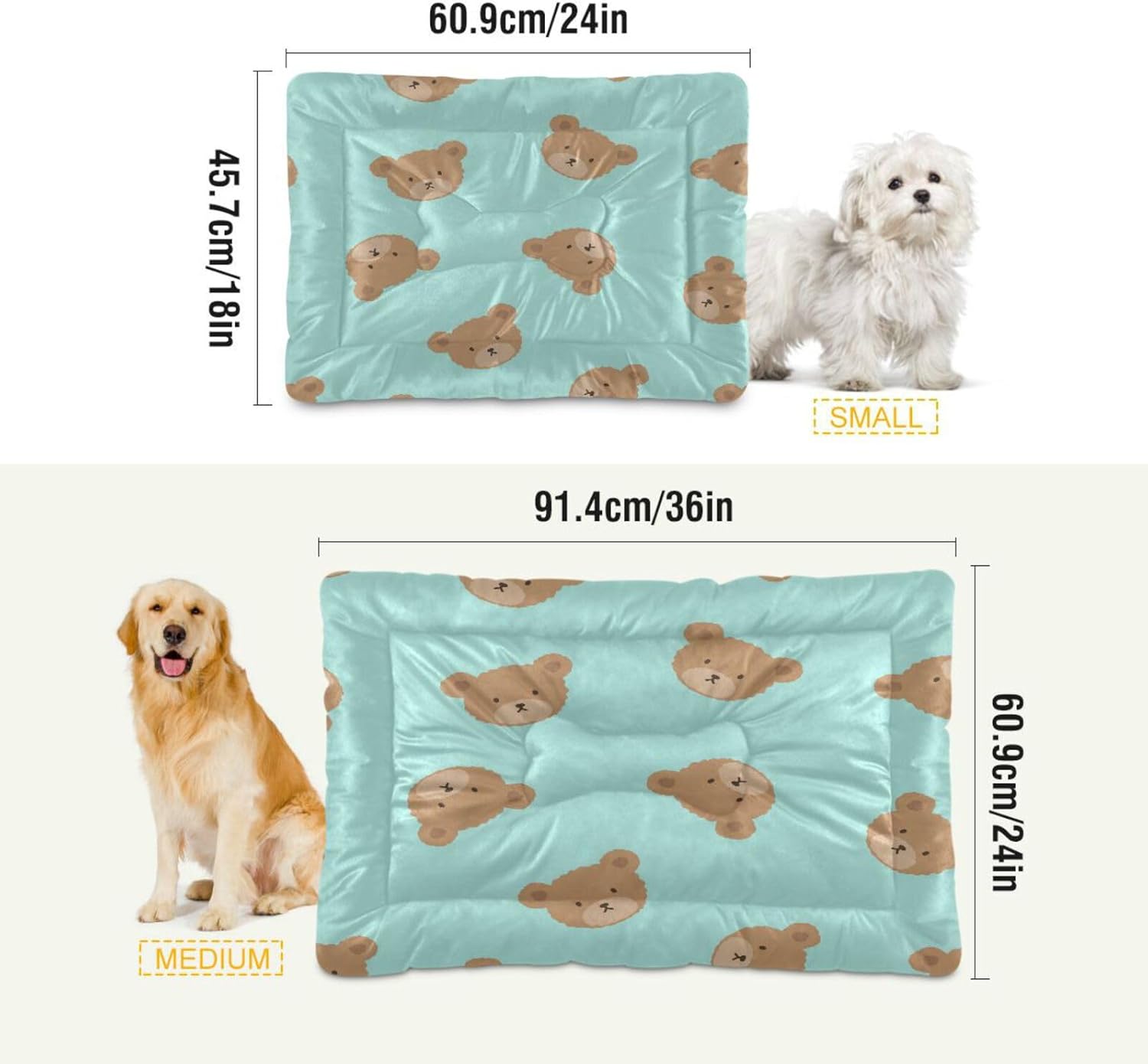 review Cute Bear Crate Pet Bed, Portable Washable Dog Cat Mat, Soft Comfortable Pet Mattress with Non-Slip Bottom for Dogs Cats Sleeping, 24 x 18 Inch