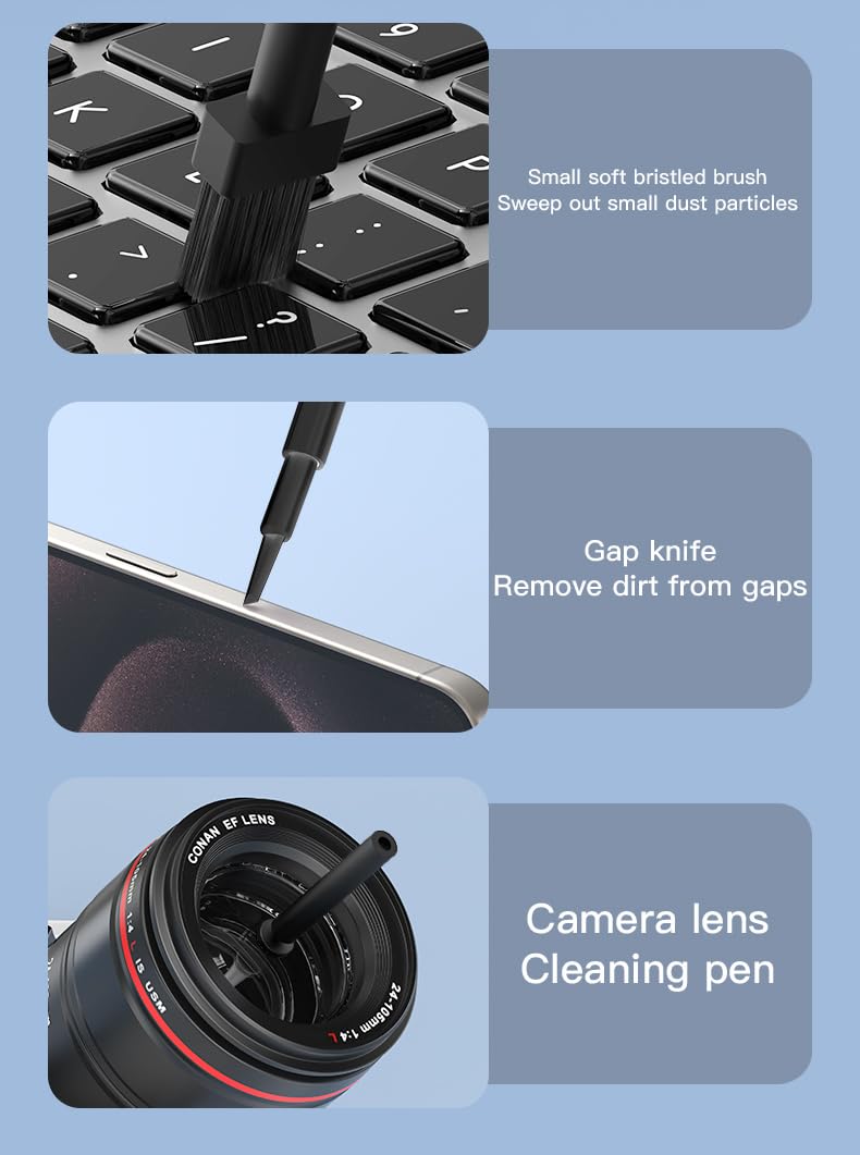 Zestaw do czyszczenia klawiatury 22 w 1 z podpórką pod nadgarstek, wielofunkcyjne akcesoria biurkowe do PC, telefonu, AirPods i aparatu, kompletny zestaw do czyszczenia ekranu, klawiatury, słuchawek i