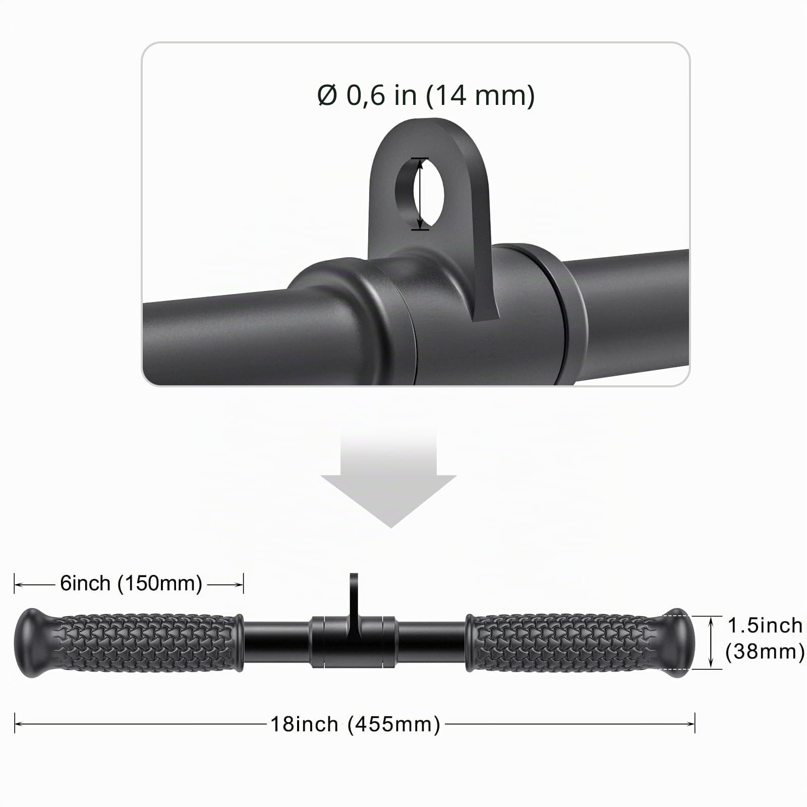 SELEWARE Trizeps-LAT-Pulldown-Aufsätze, Heim-Fitnessstudio, Workout-Zubehör mit rutschfestem weichem Gummigriff, Kabelmaschinen-Aufsätze, Trizepsseil, Doppel-D-Reihengriff, Pull-Down-Stange, gerade