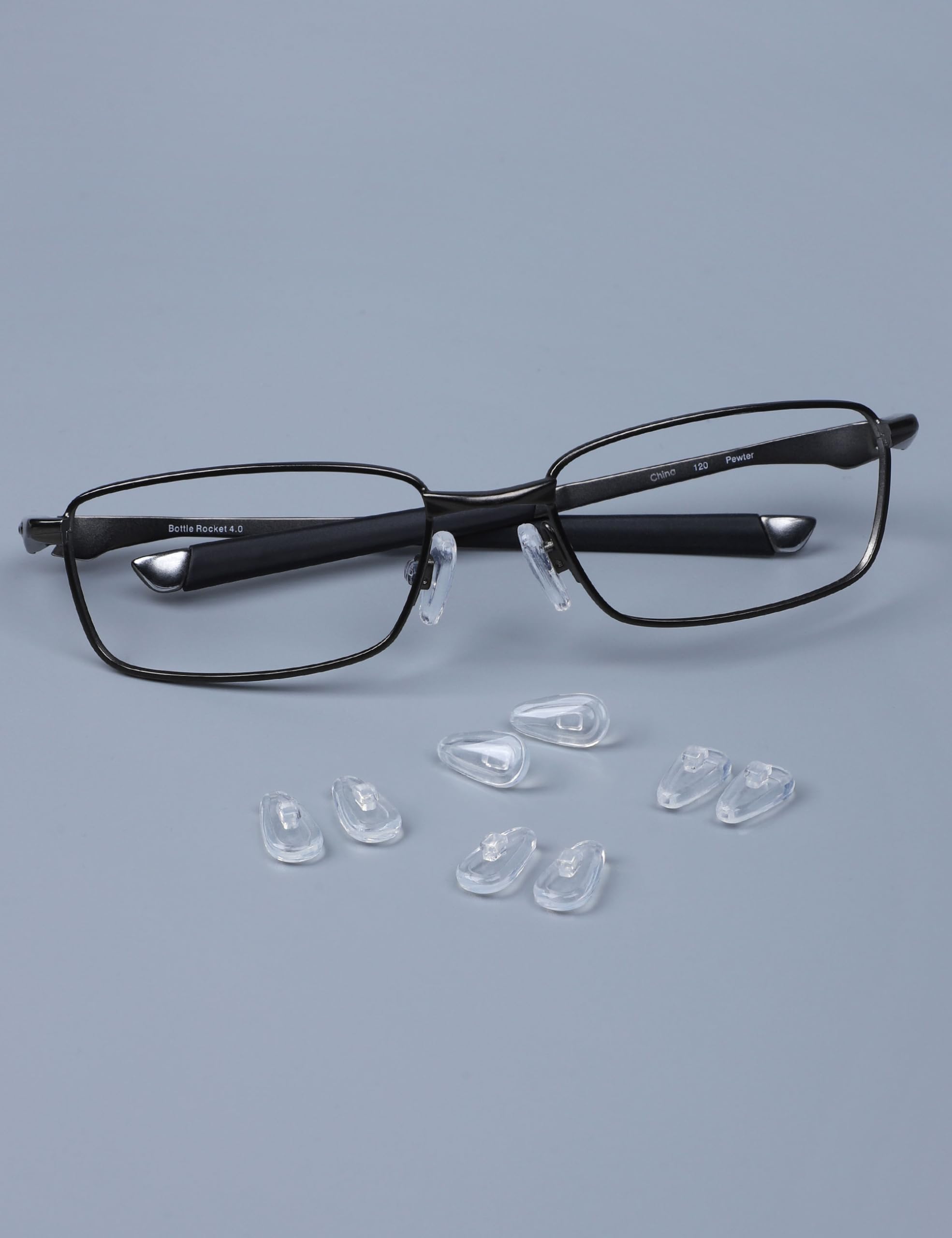 OWORK 4 Pairs Ultra Soft Silicone Eyeglass Nose Pads for Oakley Contrail OO4147/Socket 5.5/Socket 5.0/Steel Plate OX3222, Push-in Air Chamber Anti-Slip Glasses Nose Piece Replacement Kit Clear