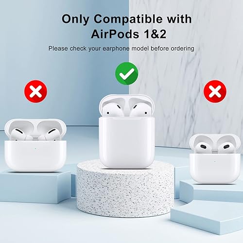 Miniatura 4 de Funda compatible con AirPods, funda de silicona suave con patrón de corazón dorado para AirPods de 2 y 1 generación con bonito llavero de margaritas