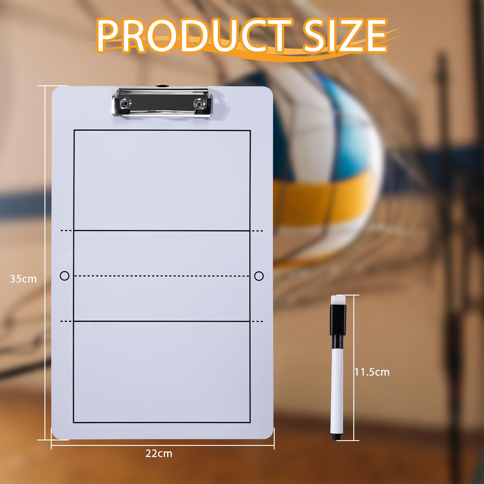 Joyeee Lavagna bianca cancellabile a secco allenatore, 34 x 21 cm, double-face, accessori per allenatori di pallavolo