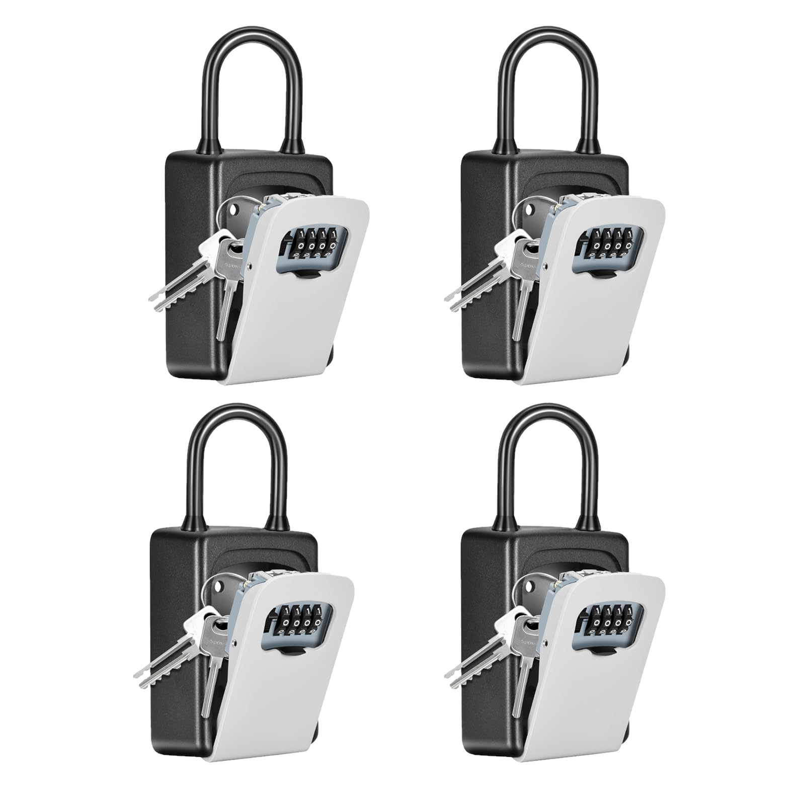 Portable Key Lock Box, Upgrade Clearly Visible Numbers, Lock Box Wall Mounted for House Key, 5 Key Capacity, Weatherproof Resettable Code (4 Pack,