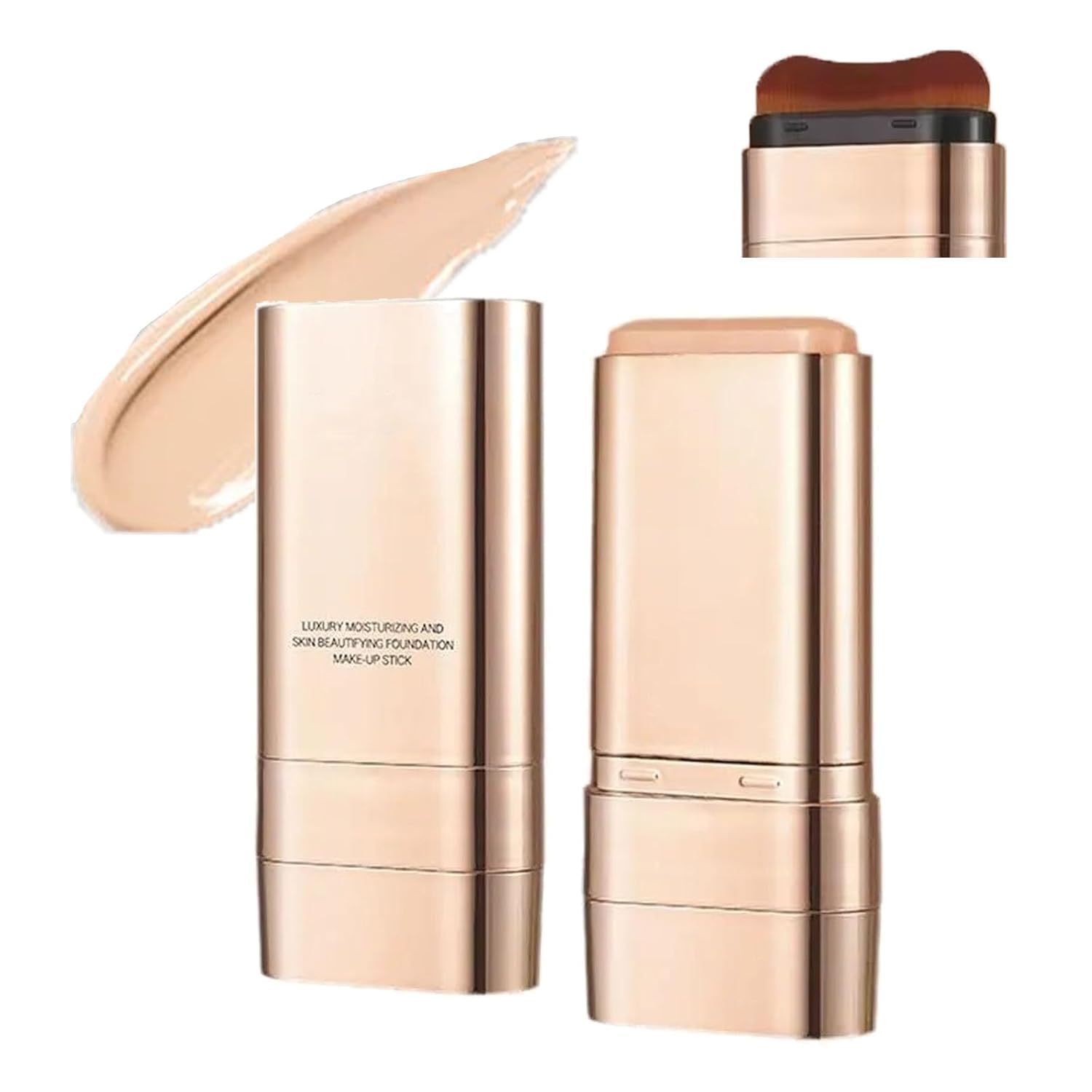 Photo 1 of 2Pcs Dual-Ended Concealer Foundation Stick, Foundation Stick Korean 3 in 1 with Brush, Lightweight Brighten Flawless Long-Lasting for All Skin Types (Natural)