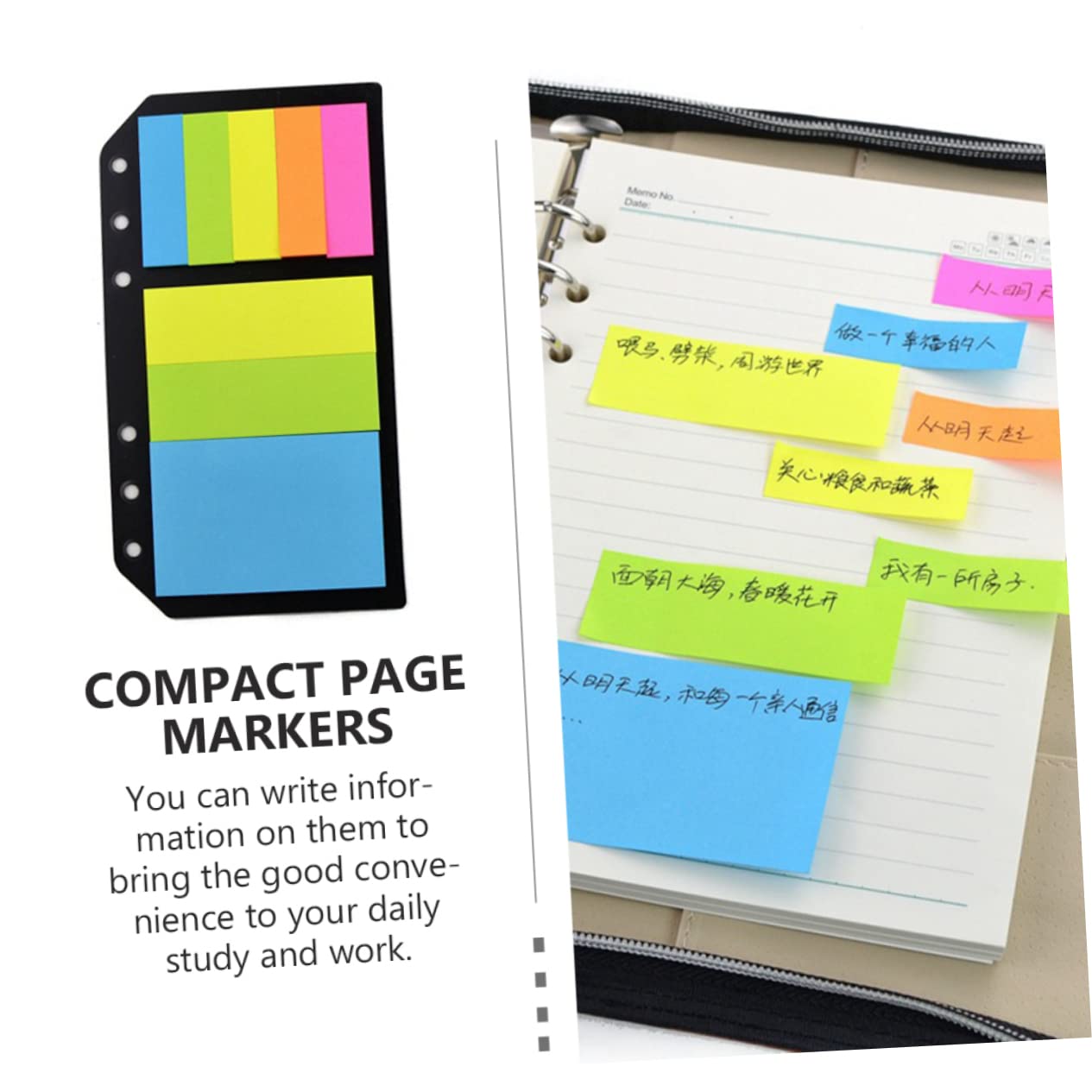 Angoily 5 Stück Selbstklebende Haftmarker Bücher Praktische Sticky Tabs für Schulbedarf Haushalt Ordner Zubehör für Seitenmarkierung und Notizen
