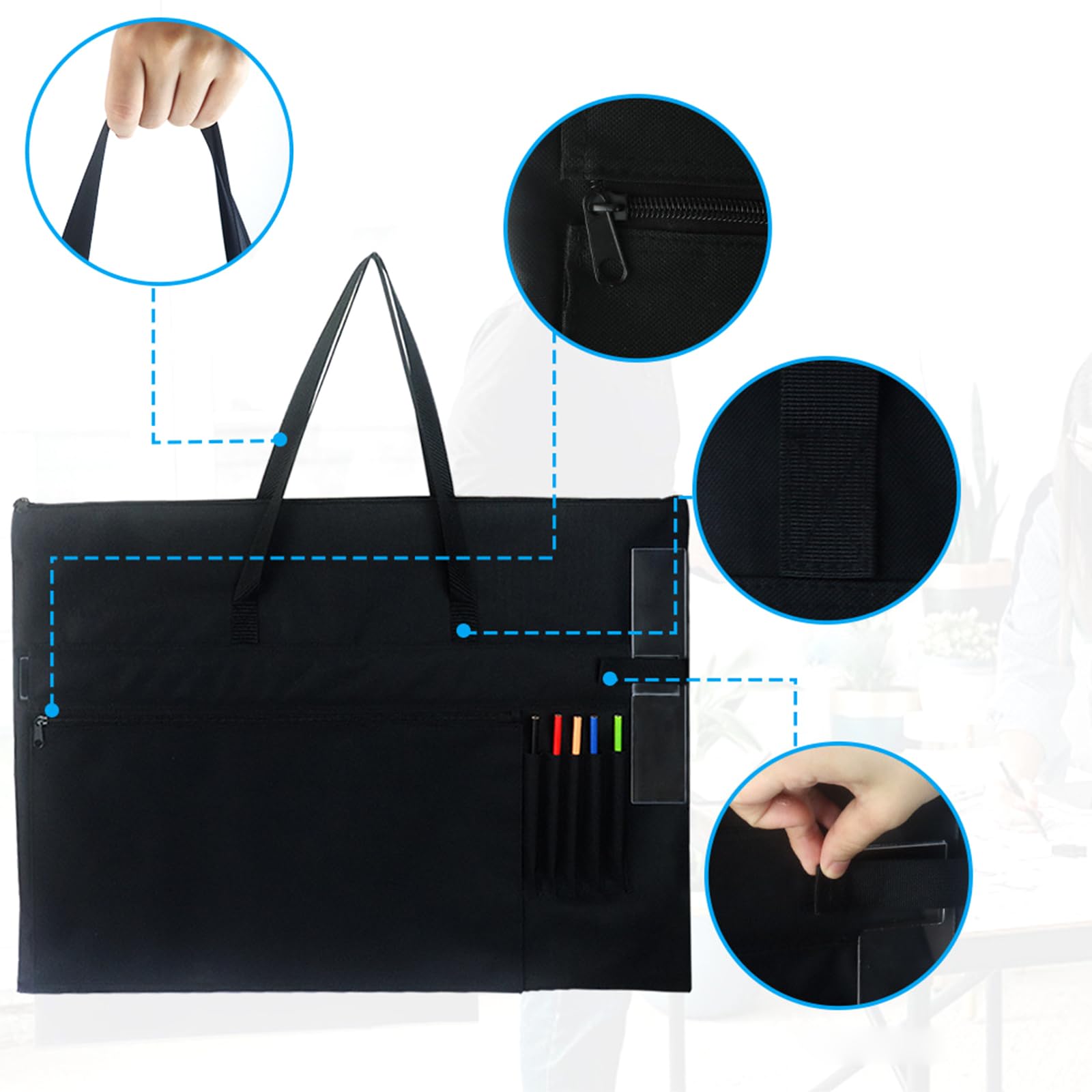 Misright Poster Bag 27.6x20.5Inch Poster Bag With Outer Pockets And Handle Artwork Art Supplies Carrying Case