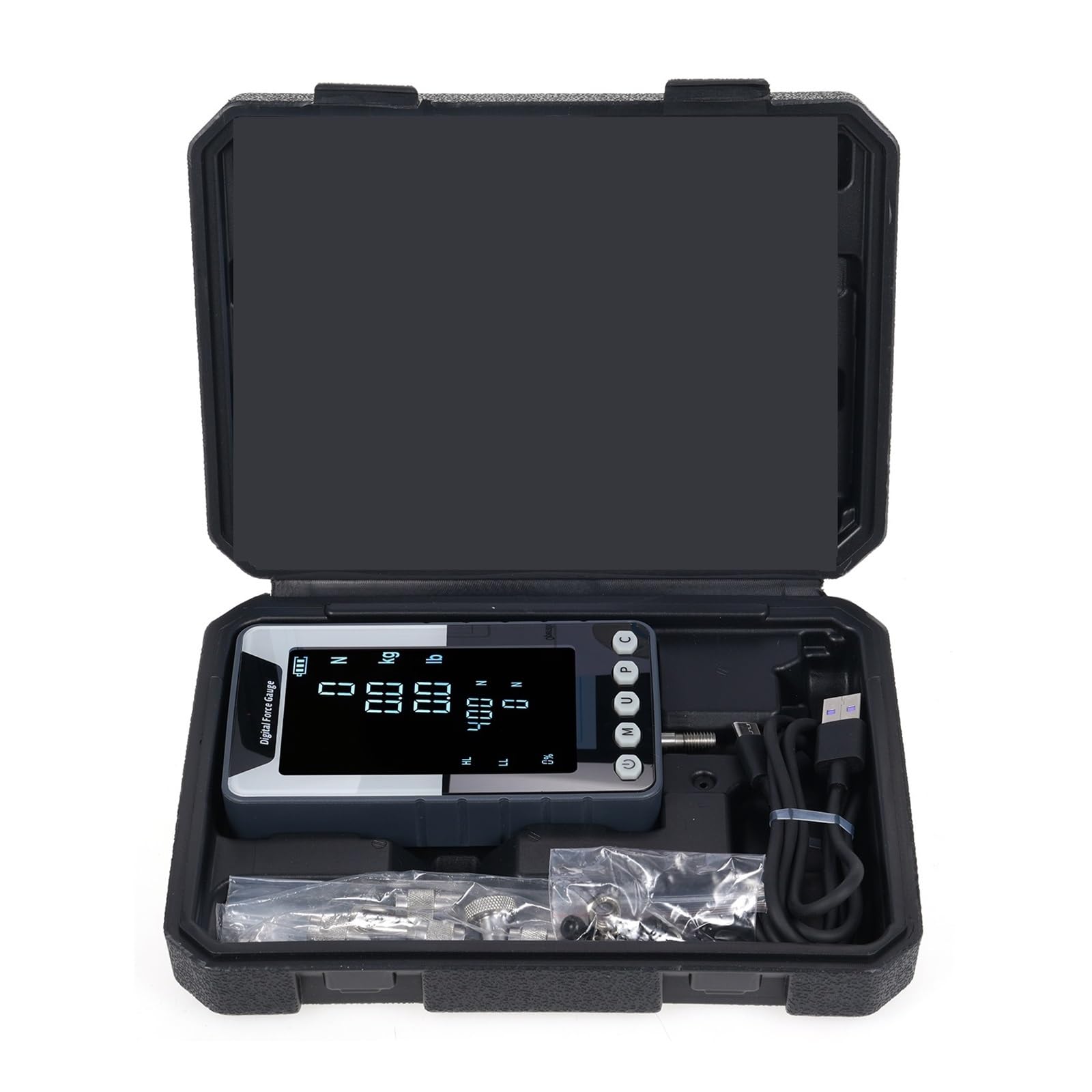 Misuratore Di Forza Digitale 1000N.m Misuratore Di Spinta E Trazione Dinamometro Portatile Con 3 Unità N/LB/Kg LCD Retroilluminato Automatico Spegnimento Automatico(1000N.m)