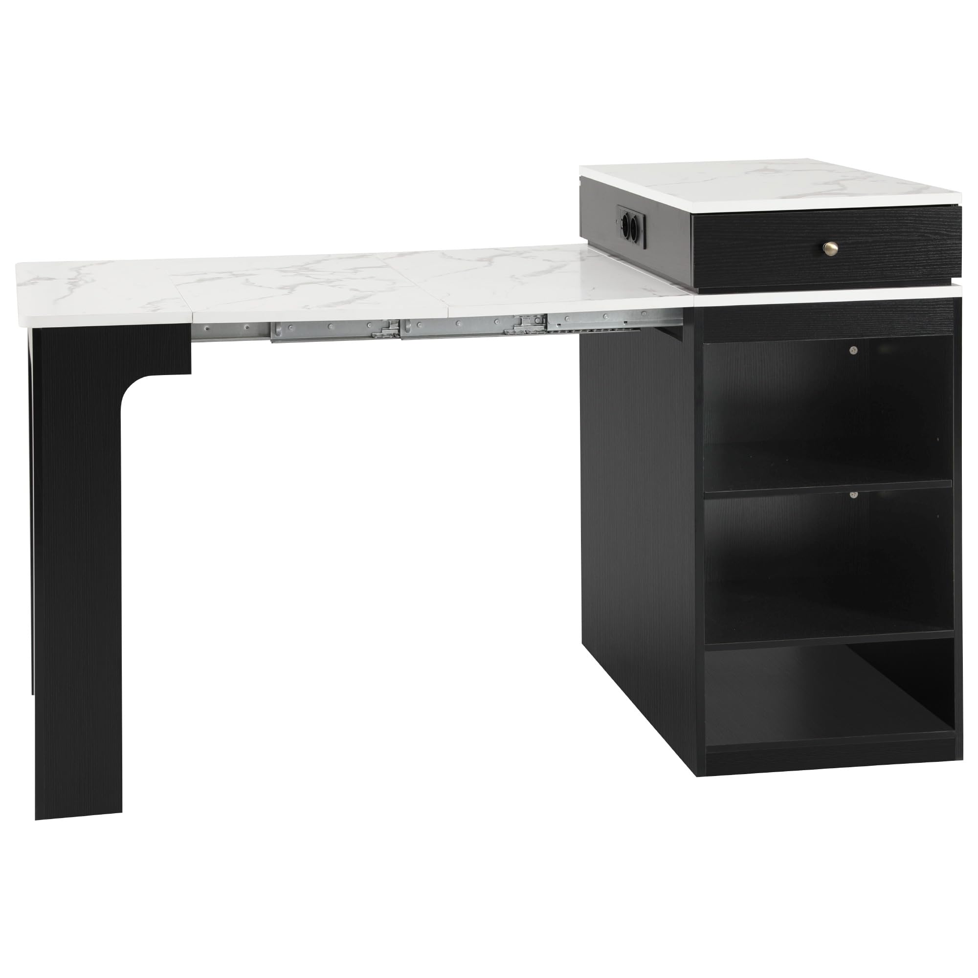 Isola da cucina con ruote, Tavolo da pranzo allungabile con piano smontabile, tavolo bar con prese elettriche, serve come isola da cucina, credenza, credenza o tavolo bar per cucina e sala da pranzo