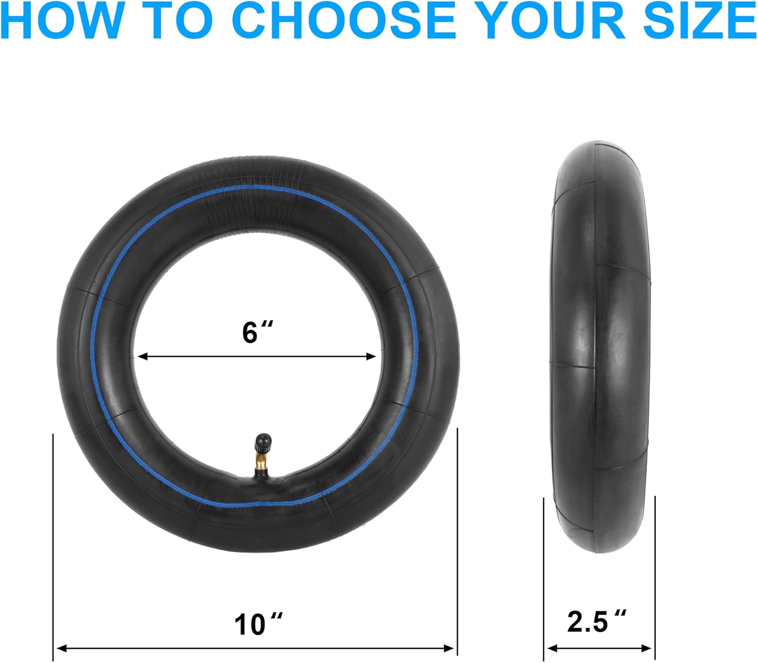 80/65-6 Heavy Duty Scooter Inner Tube (2-Pack), Thickened 10 Inch 255x80 10x2.50 10x3.0 Electric Scooter Tube with Tire Levers & Valve Kit