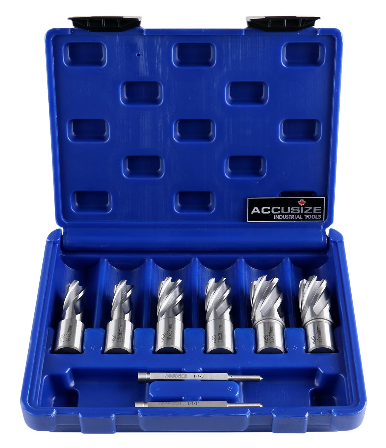 Accusize Utensili Industriali Slugger Cutter Set 14, 18, 22mm Diametro di taglio; 30mm Profondità di taglio, 0519-0030