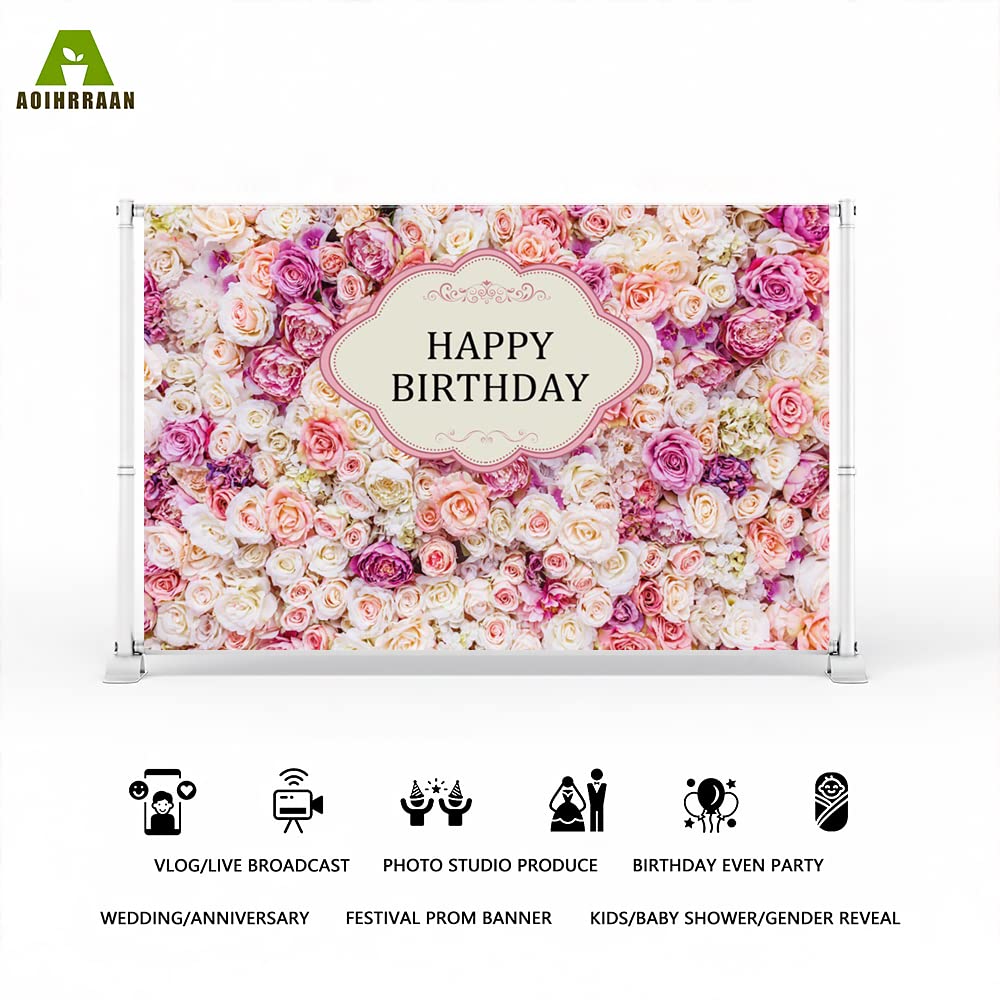 1 pezzo Sfondo per compleanno con motivo floreale viola, adatto per striscione per festa di compleanno 1 pezzo Sfondo per compleanno con motivo floreale viola, adatto per striscione per festa di compleanno