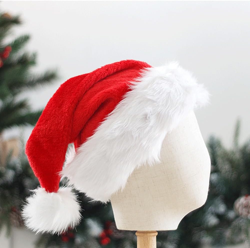 Christmas Hats Santa Hat Kids Adults Holiday Unisex Velvet Comfort Extra Thicken Fur Xmas Hat Women Men Boys Girls - Image 7