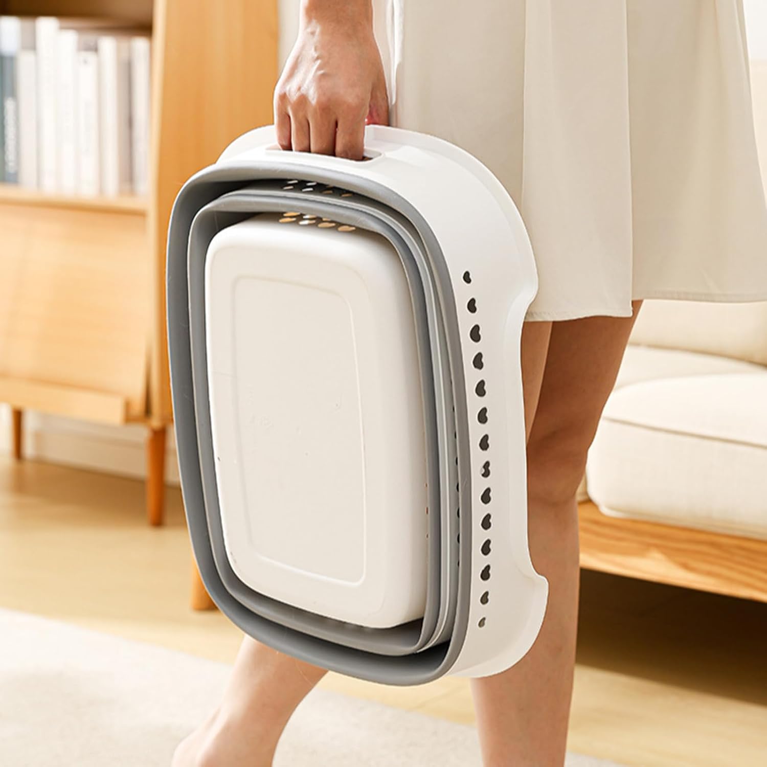Laundry Basket & Clothes Hamper, Anti-Slip Handles Foldable Modern Laundry Hamper with Space Saving Designs Folding Baskets