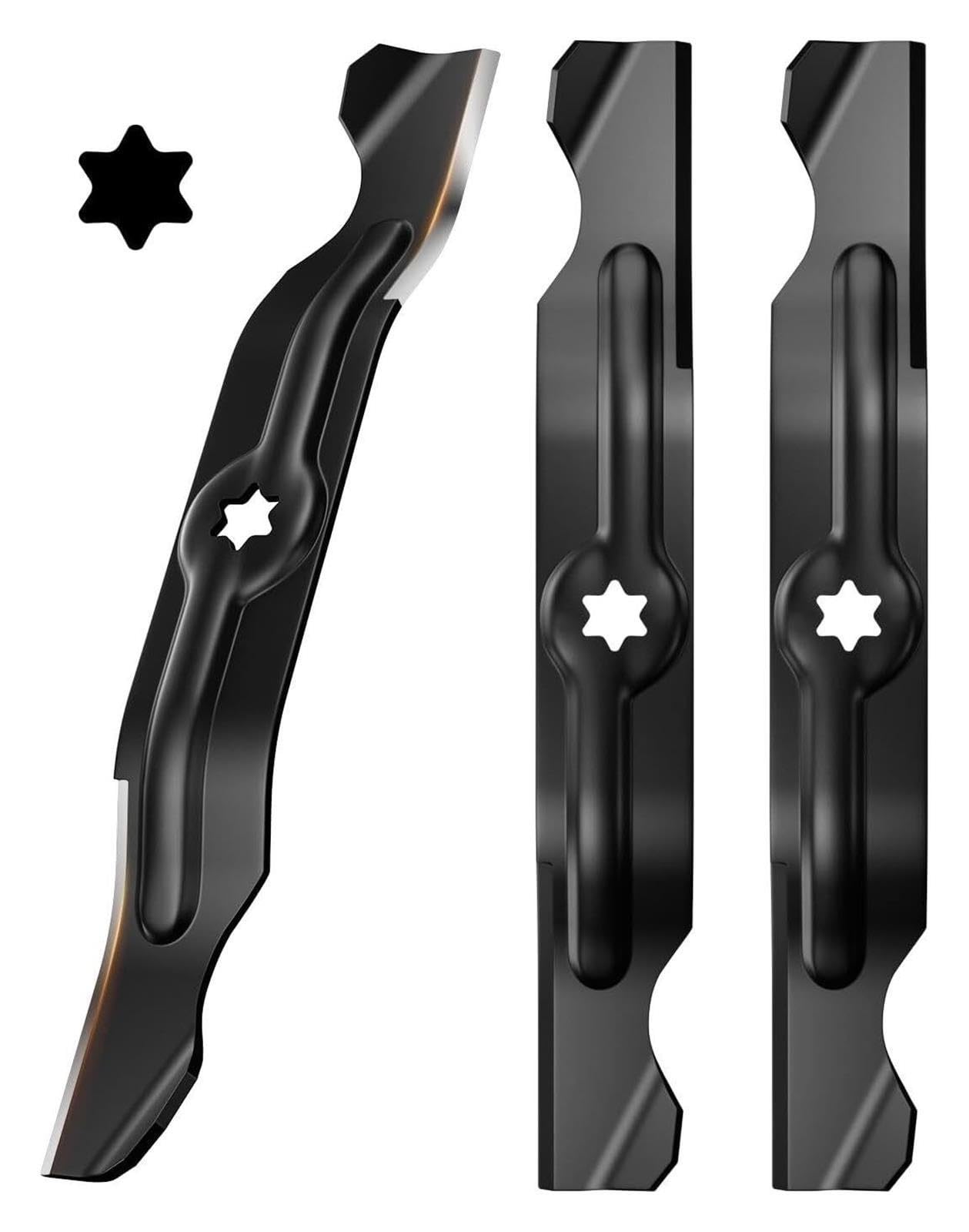 942-04053C Cuchillas for Cortacésped, 3 Unidades, Cubierta De 50 Pulgadas, Orificio Central En Forma De Estrella De 6 Puntas, Cuchillas for Mantillo Reemplaza A 742-04056, 942-04056