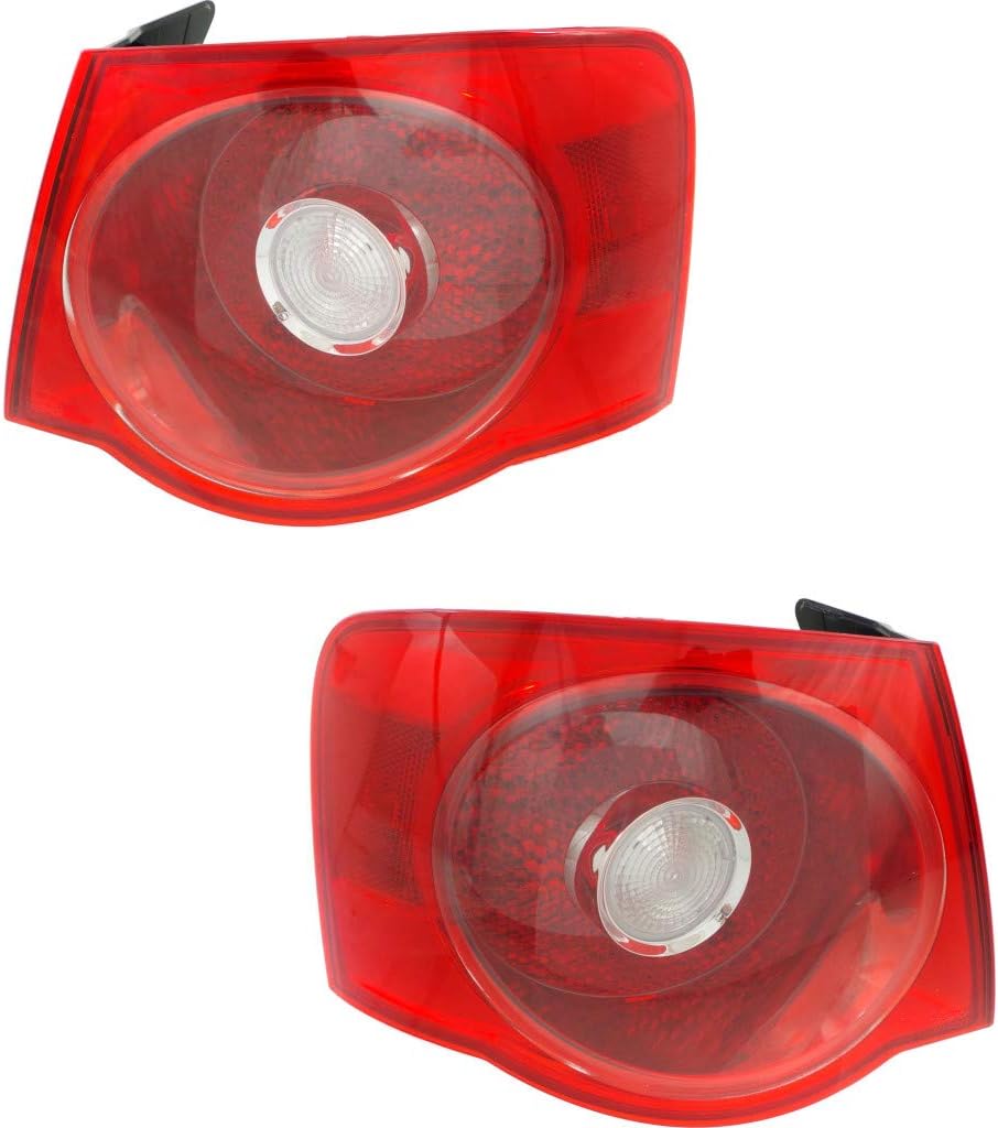 CarLights360 For Volkswagen Jetta Tail Light Assembly 2005 2006 2007 Pair Driver and Passenger Side | Outer | Sedan | Red Lens | DOT Certified | VW2800123 | VW2801123 | 1K5 945 095 J, 1K5 945 096 J