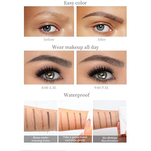 Miniatura 7 de 1 lápiz líquido de cejas de 4 garras, suave y liso 36H duradero a prueba de agua, moldeado natural, definidor de cejas preciso de color de cejas,