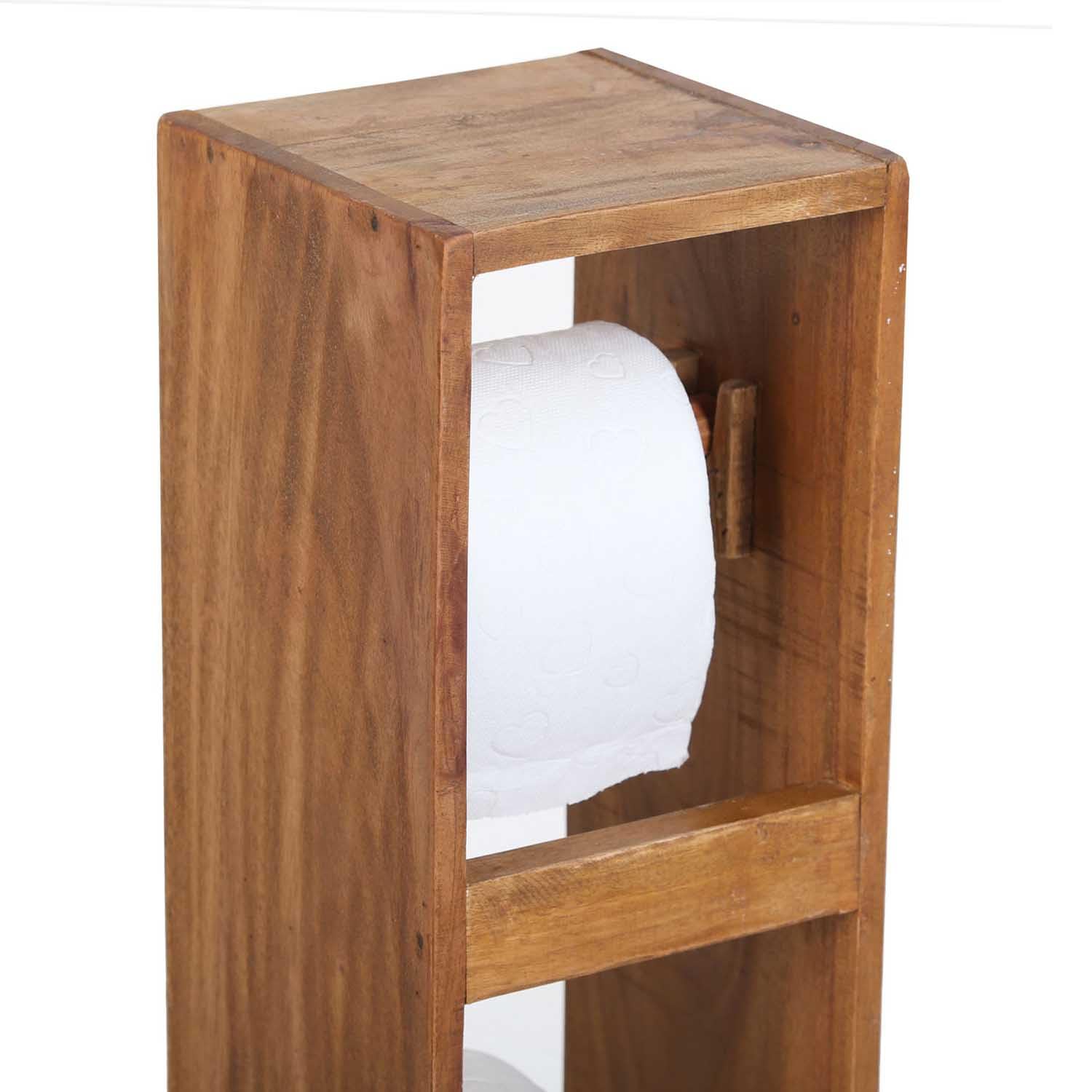 Casa Moro Uchwyt na papier toaletowy Elisa zestaw do WC z recyklingowanego drewna tekowego, uchwyt na zapasowe rolki, stojak bez wiercenia NUA045