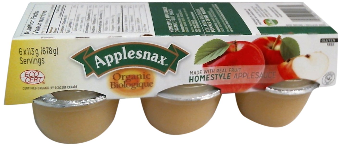 Applesnax - Organic Apple Sauce Cups, Homestyle, 6 Cups, 113g each