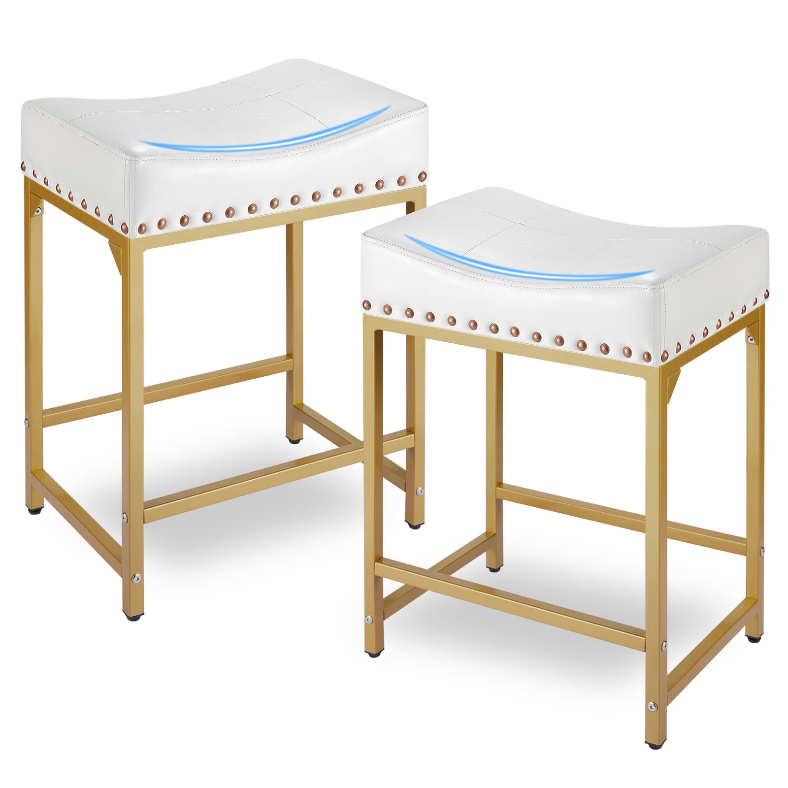 Bar Stools Set of 2, Counter Height Bar Stools with Soft Cushion