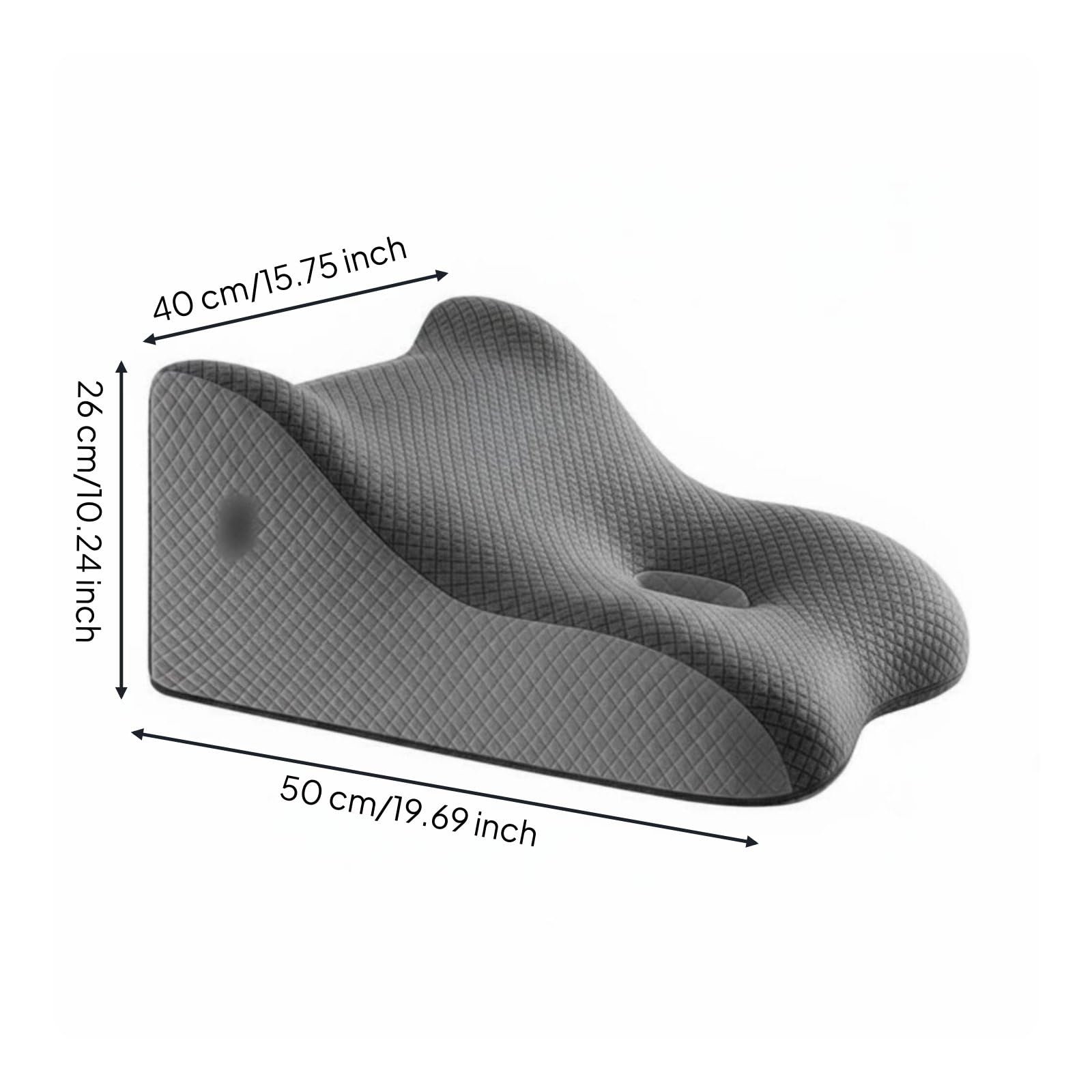 Qectial Almohada Lumbar con Inclinación Ergonómica y Memoria Cojín de Soporte para la Cintura Recubierta en Poliéster Ventilado Adecuada para Leer en Cama, Gris Azulado, 50-40-26cm