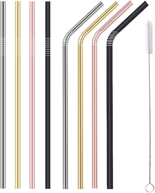 Drinking Straws Stainless Steel Straw Buyer Star 8pcs Reusable Metal