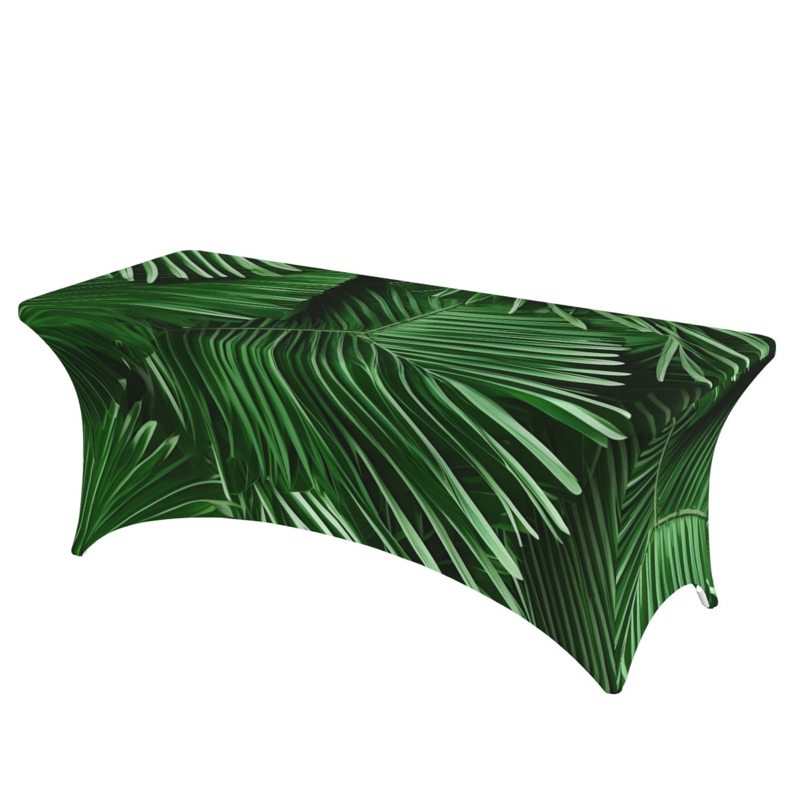 AYYQWE Cute Green Palm Leaves Print Elastic Rectangular Tablecloth For Banquet Outdoor Picnics Office Table Cover