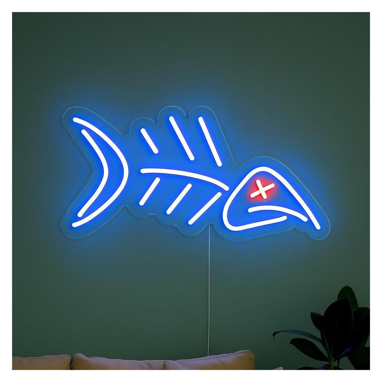 Shouxi A Sign Lamp Fishbone Neon Sign, Suitable For Kitchen, Bar, Cafe Wall Decor With Dimmable 38Cm