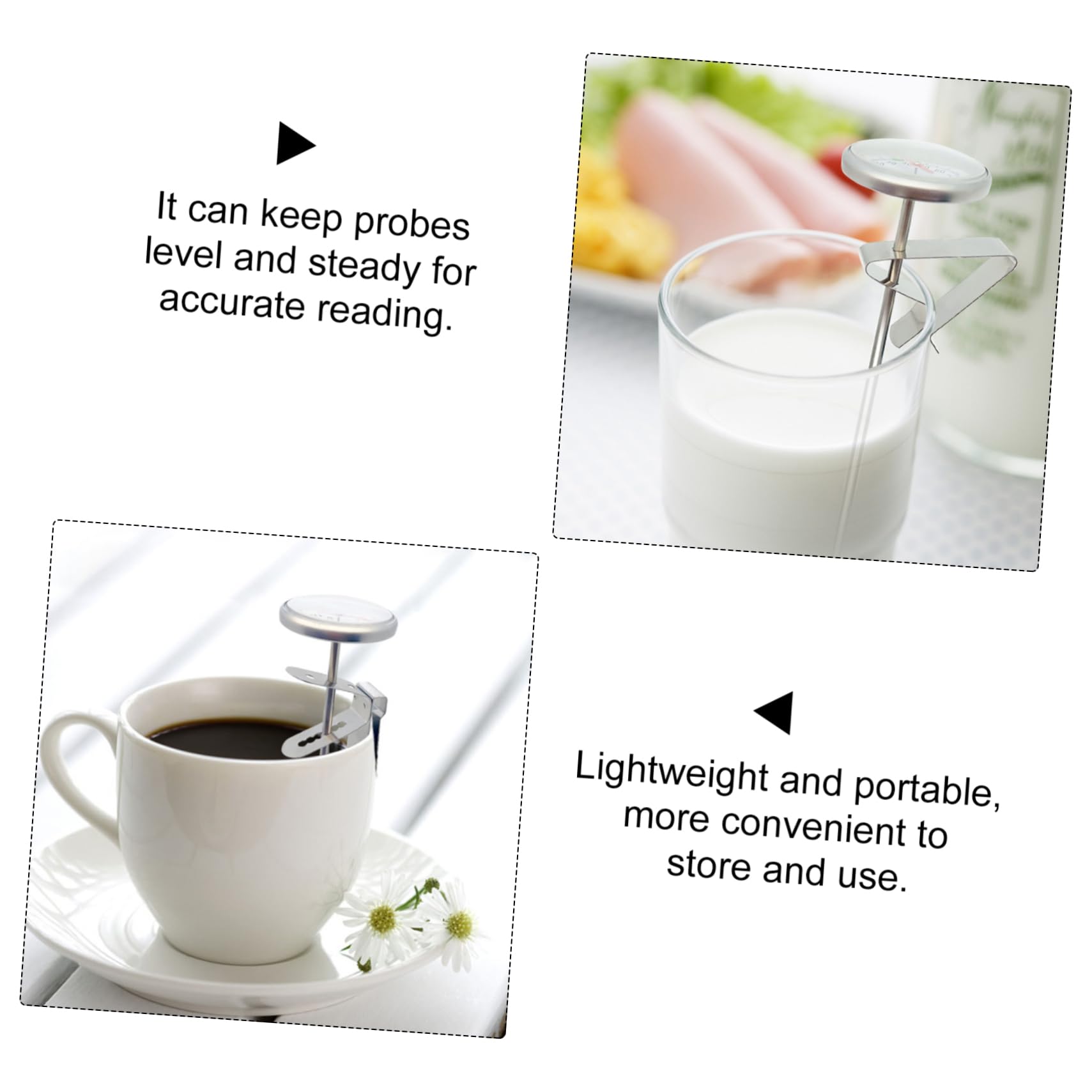 VICASKY 4Pcs Thermometer Clips Probe Holders for Grill Ovens and Pots Baking Supplies for Accurate Temperature Readings