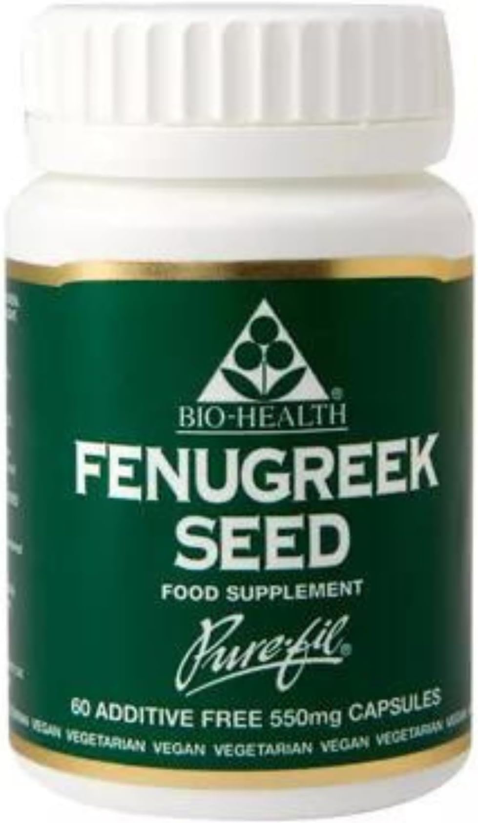 Bio-Health Fenugreek Seed 550mg Herbal Food Supplement for General Health, Suppports Normal Blood Sugar Levels and Cholesterol, Additive Free, 60 Capsules