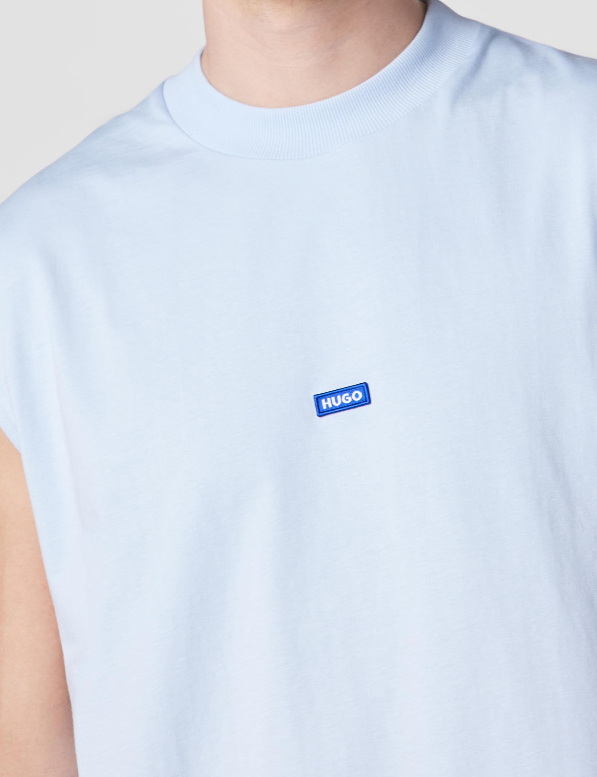 Hugo Small Logo Block Muscle Tank - Maglietta Senza Maniche con Logo Piccolo (Confezione da 1), Rain Drop Blu, M