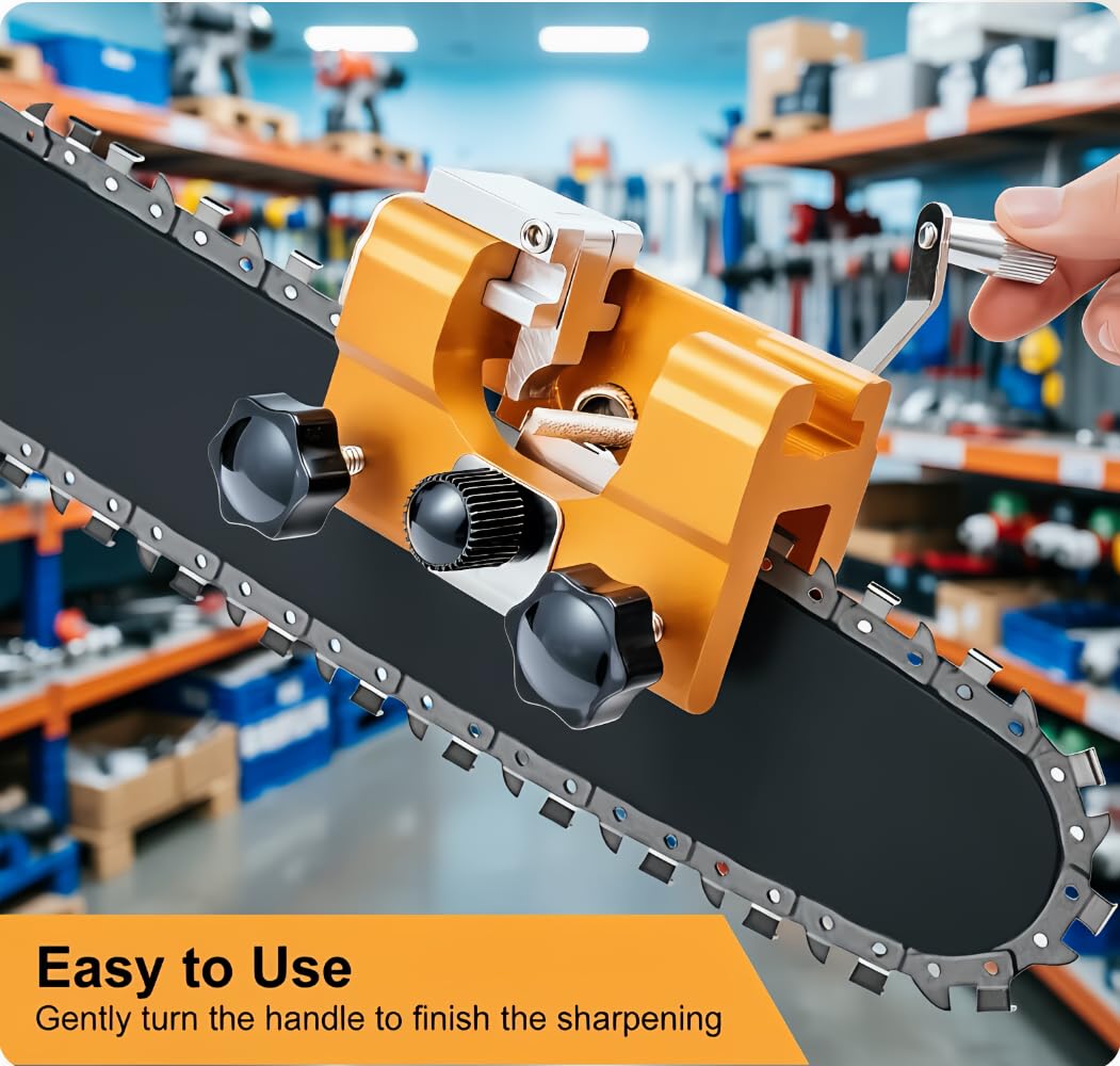 QTG Manual Chain Saw Sharpener,Adjustable Clamp & Precision Guide,Portable Metal Attachment,8-22" Chain/Electric Saws — view 5