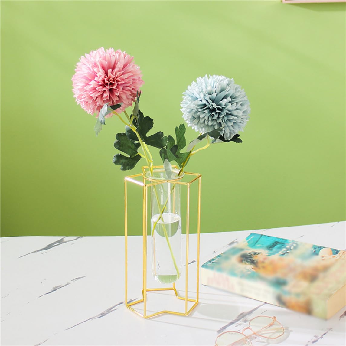 ガラス×アイアン フラワーベース 大きめ花瓶 ガラス×アイアン フラワーベース 大きめ花瓶 Amazon.co.jp: YJFFQ