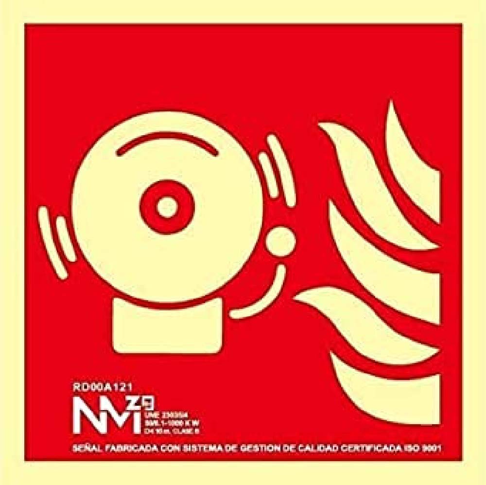 Normaluz A0A421 - Señal Luminiscente Avisador Sonoro CTE Clase A PVC 1mm 21x21cm con CTE, RIPCI y Apto para la Nueva Legislación