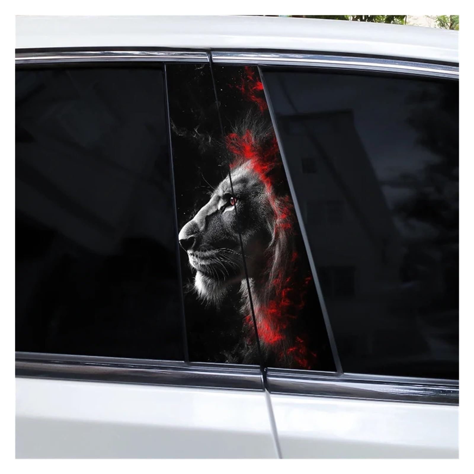 Car Side Decals 2pcs Lion Tiger Flame Animal Car Center Pillar Stickers Sunscreen and Waterproof B-Pillar Decal(Style C)