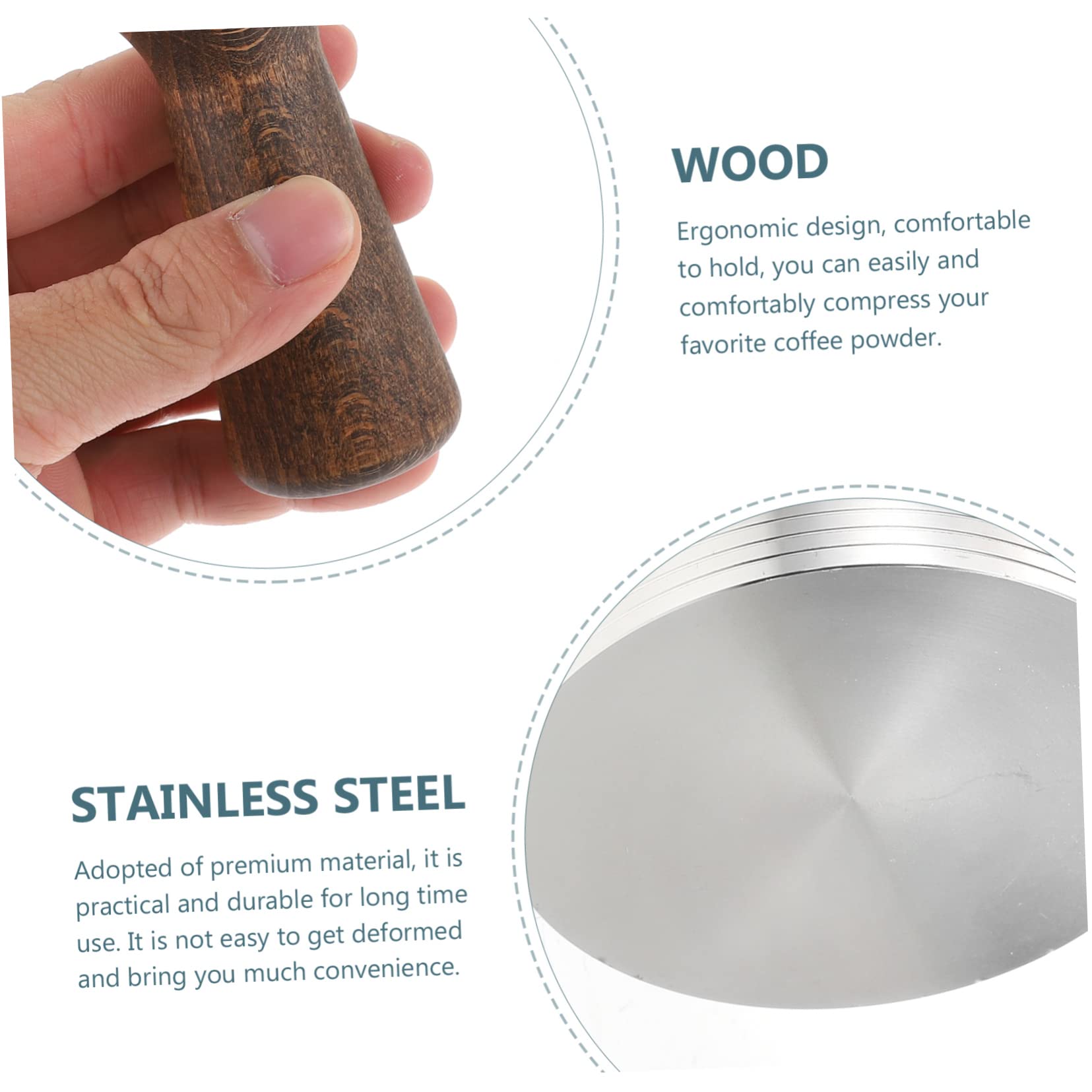 Pressino per Caffè Espresso in Acciaio Inox Impugnatura in Legno