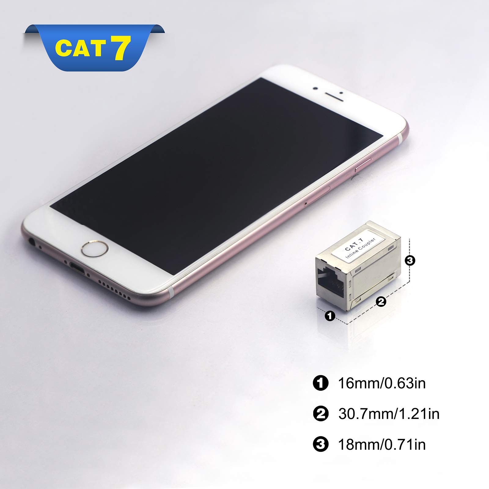 VCELINK Cat7 Cat6A złącze RJ45 ekranowane złącze żeńskie Cat6 Cat5e Cat5 Przedłużacz RJ45 do kabla Ethernet, 2 szt