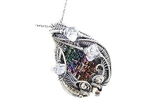 Enchanting Bismuth Crystal Pendant Necklace Adorned with Shimmering Herkimer Diamonds