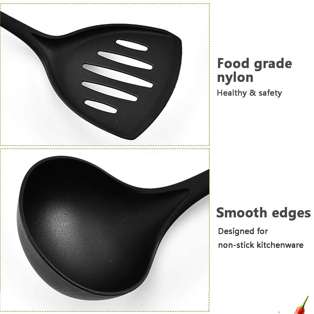 Ustensiles de cuisine en nylon 7 pièces, ensemble d'outils de cuisine, accessoires de cuisine pratiques avec poignée ergonomique, joli ustensile de cuisine