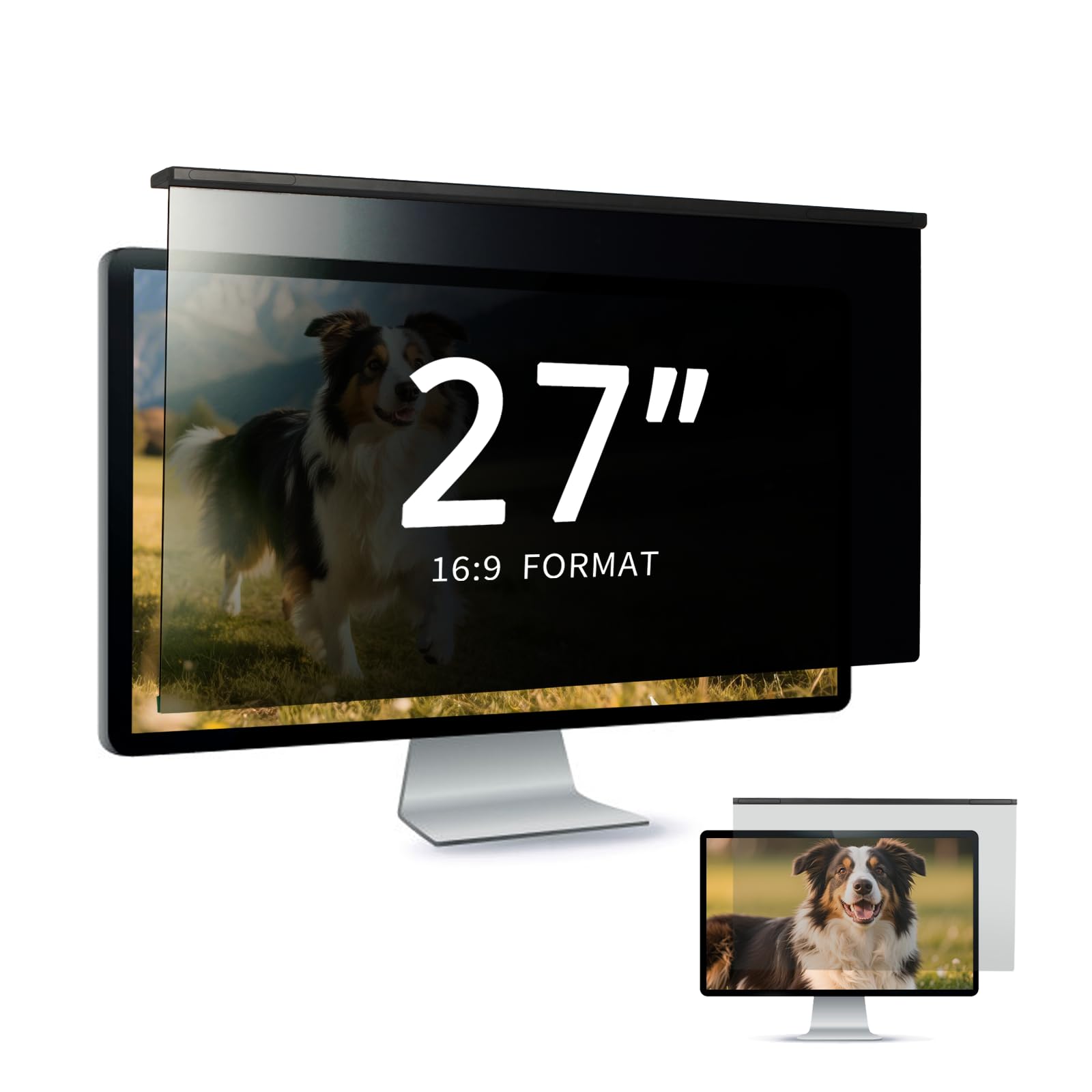 Filtre de Confidentialité Amovible 27 Pouces 16:9 Anti-Reflet HD Anti-Éblouissement Anti-Lumière Bleue pour Moniteur 61,3 x 36,9 cm
