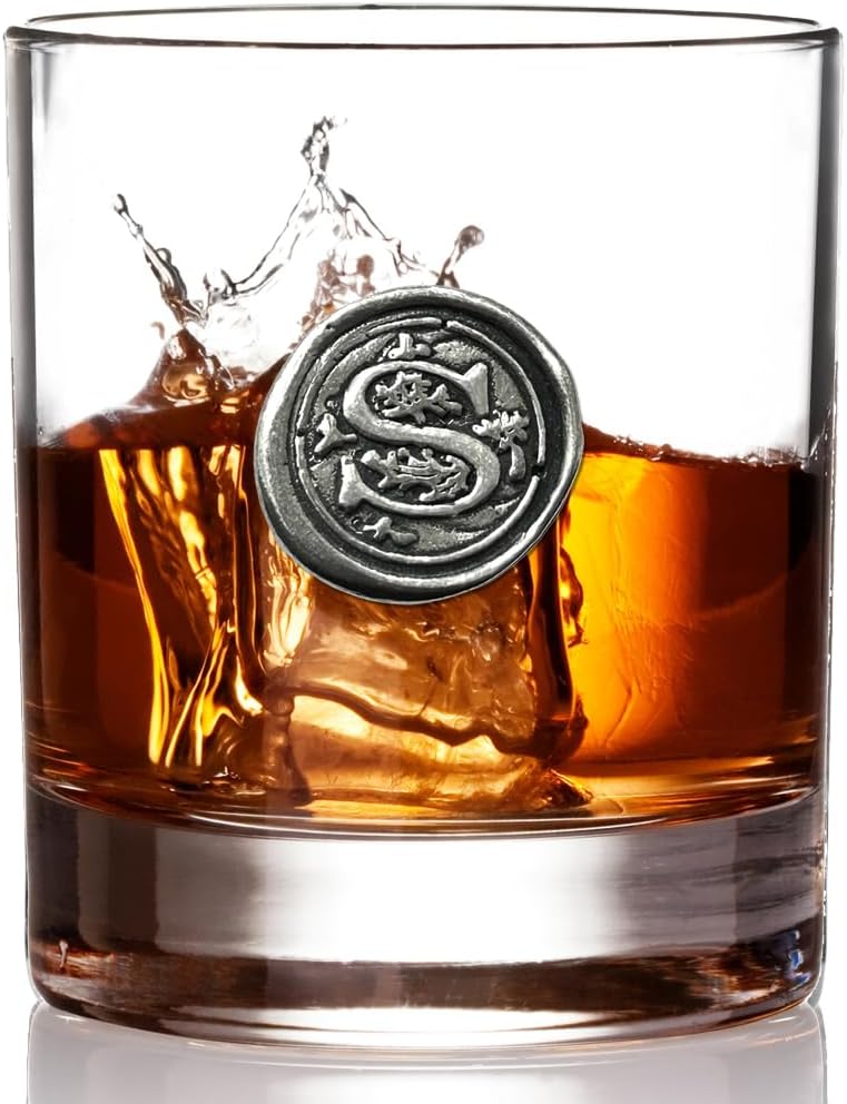 English Pewter Company 11oz Old Fashioned Whiskey Rocks Glass With Monogram Initial - Unique Gifts For Men - Personalized Gifts With Your Choice of Initial (S) MON119 - Image 2