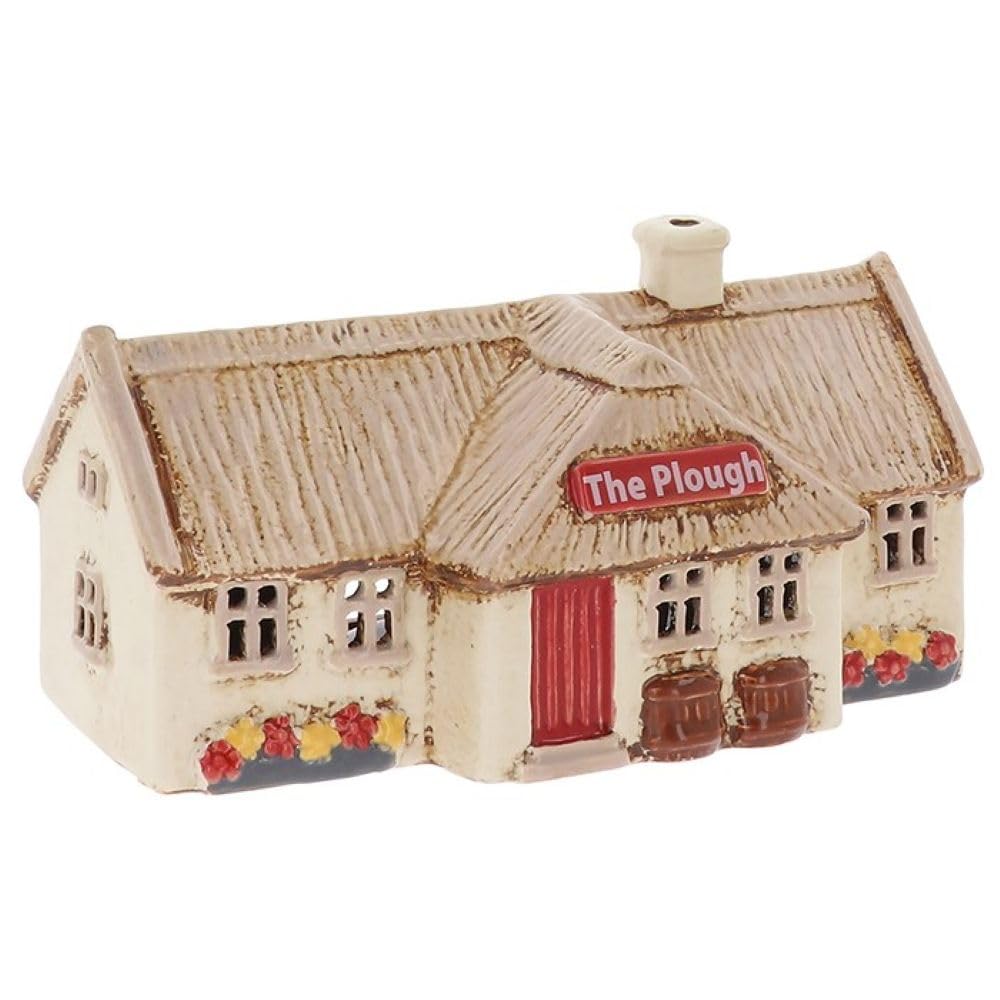 Shudehill Giftware Multicolor Village Pottery The Plough Croft Pub With Thatched Roof Ceramic Tealight Holder