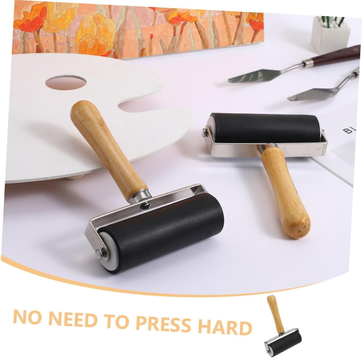 Uonlytech 3pcs Printmaking Roller with Handles Brayers for Even Ink and Paint Application Lightweight Craft Tools for Block Stamping and DIY Art Projects