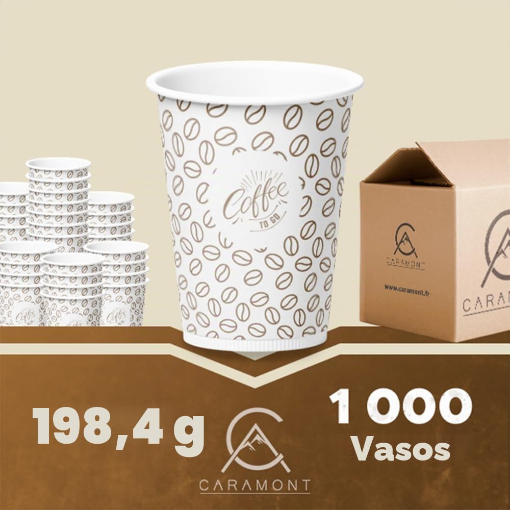 Caramont,7 Oz 1000 Vasos de Cartón, Desechables, Resistentes al Calor, para Bebidas Frías y Calientes de Cartón de Calidad, Ideal para Café Expresso, Café Cortado, Té, Cumpleaños, etc