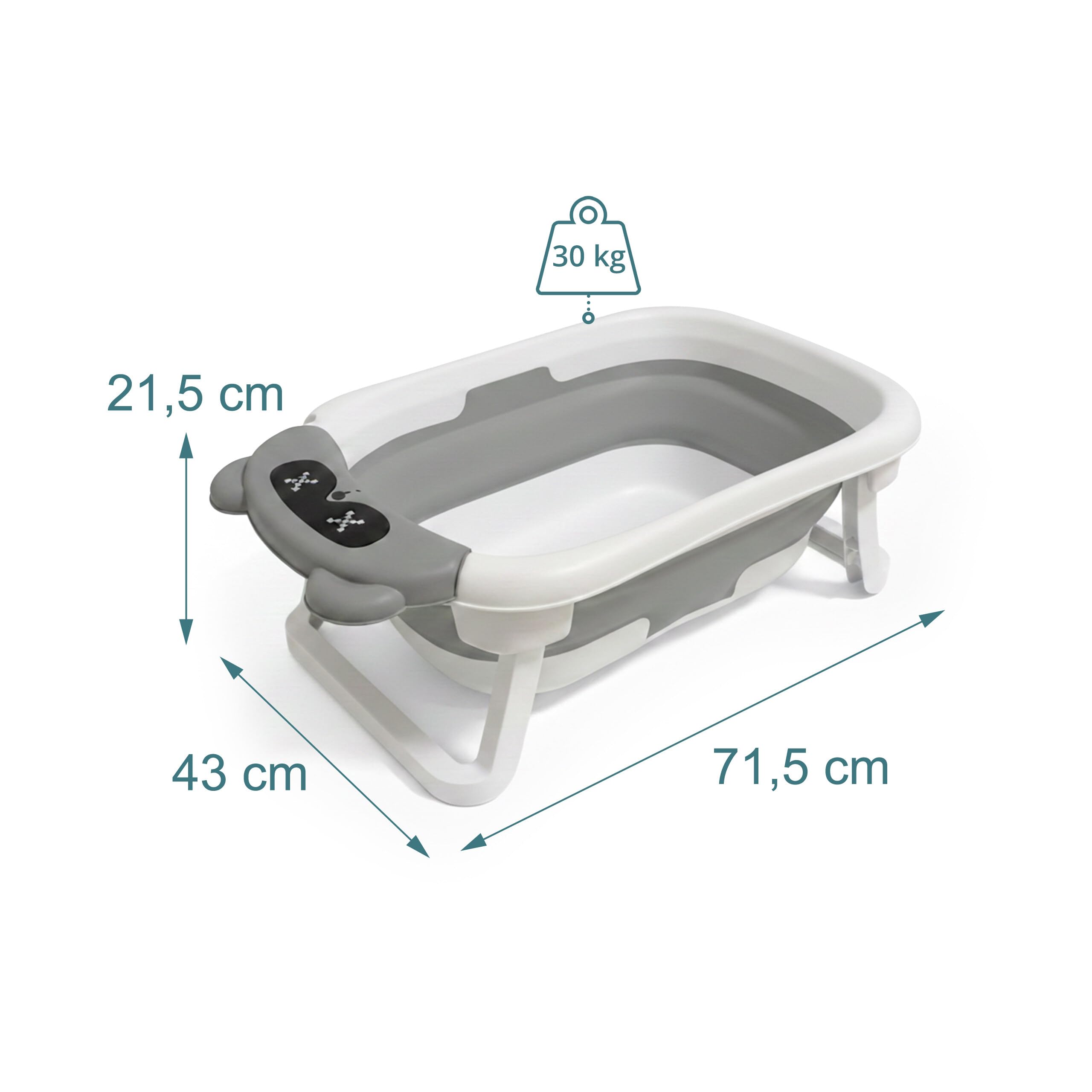 Relaxdays vaschetta da bagno pieghevole con cuscino morbido, crema e grigio
