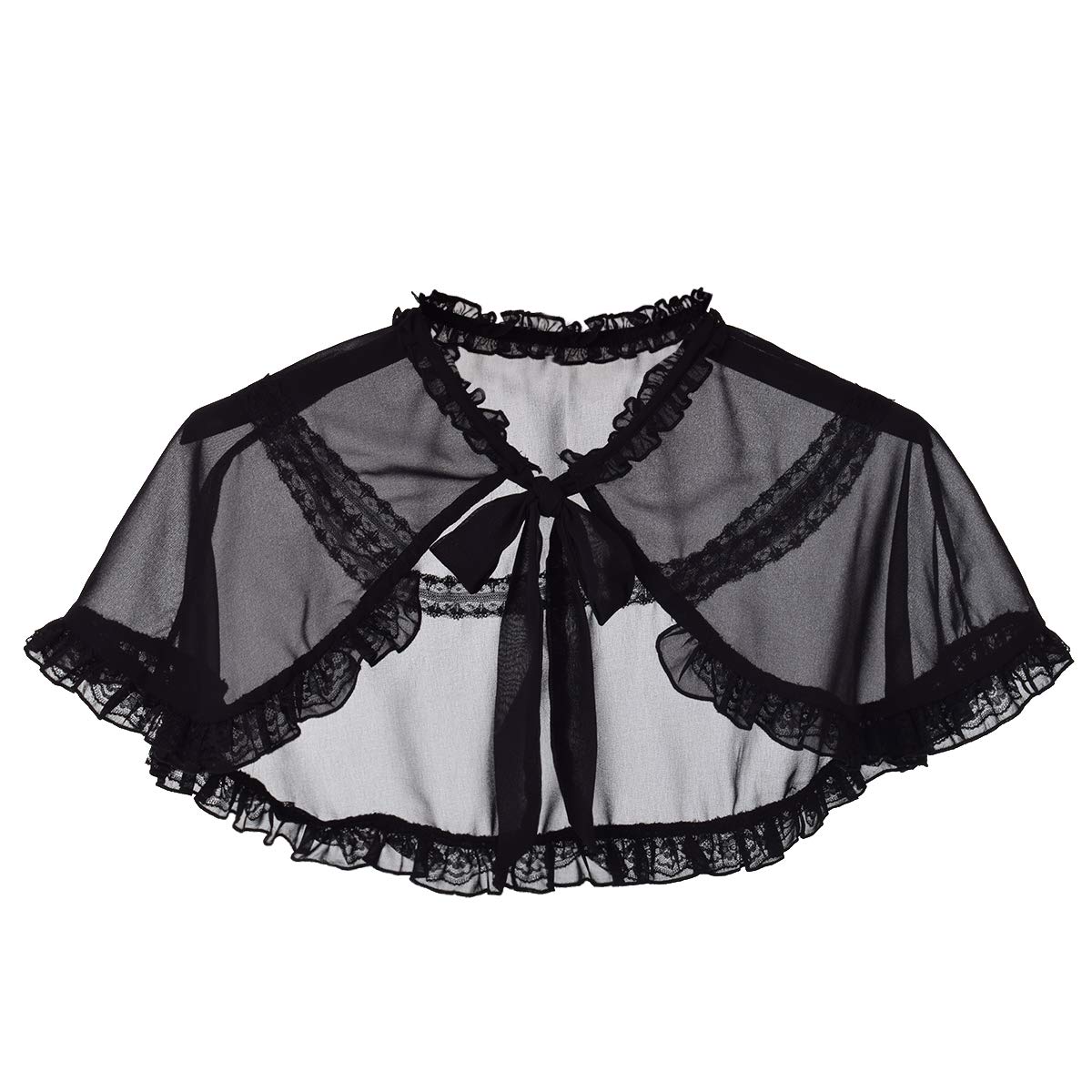 blessume Lace Neck Ruff Collar Mini Cape-picture-0